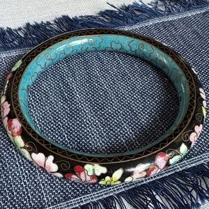 Vintage Chinese Floral Cloisonné Bangle Bracelet
